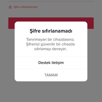 TikTok Hesabi Şifre Değişikliği Tanınmayan Cihaz.