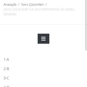 Sinan Kuzucu Yayınları Matematik 8. Sınıf Genel Deneme Soru Çözümü Yok