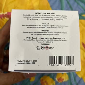 Vakko İnfiniti For Grey Parfümün Üretiminin Durdurulması