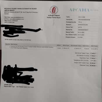 Arcadia Bilişim Lenovo Laptop Satın Aldım, Aldatıldım Ve Tamamen Mağdur Oldum