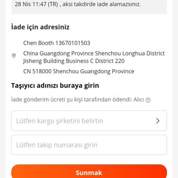 Sinotrans Makzume Lojistik İade Kargo Takip No