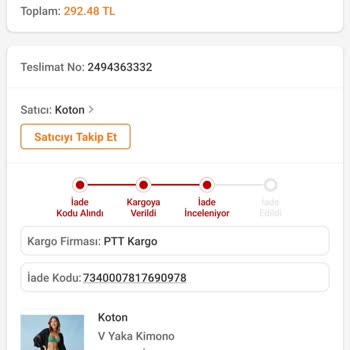 Koton Paramı İade Etmedi