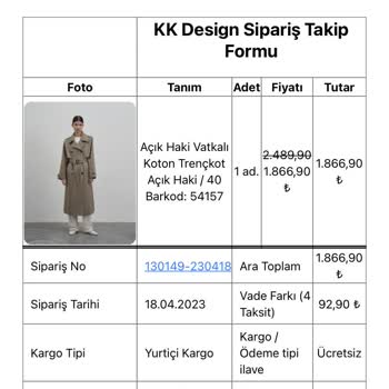 Kk Design Adlı Firma Ürünümü Göndermiyor