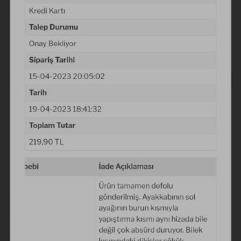 Muggo Shoes Defolu Ürünün İade Talebini Onaylamıyor