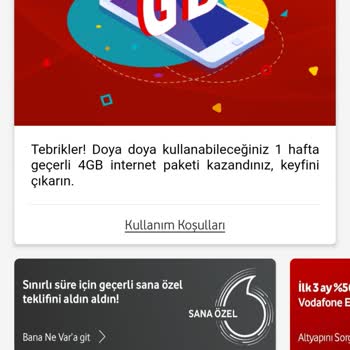 Vodafone Hediye İnternetim Gelmedi