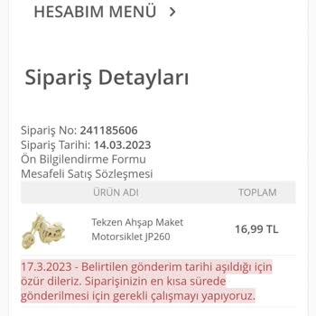 Tekzen Ürünlerim Gelmedi Para İadesi Olmadı