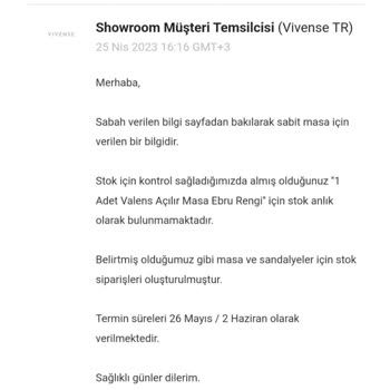 Vivense Teslimat Tarihi Yalanı