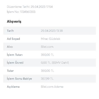 Papara Bilet.com Bilet'in Parasını Çekti. Ama Bilet Yok.