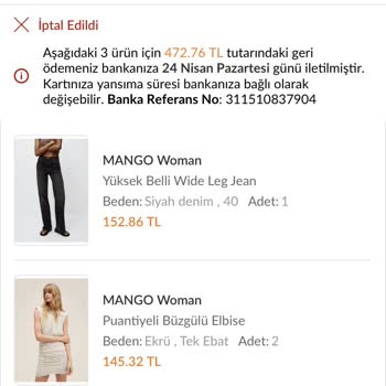 Trendyol Mango Yanlış Fiyatlandırmadan İptal