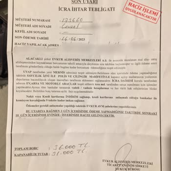 Evkur Usulsüz İcra Ve Haciz İle Tehdit Ve Telefonla Rahatsız Ediyor