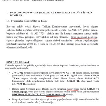 Hasar Eksper Değer Kaybını Hasar Kaydı Olarak İşletiyor