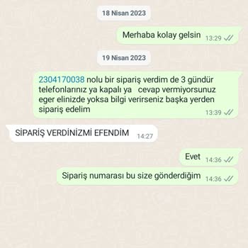 Oruç Motordan Aldığım Ürünün Gelmemesi Ve İletişime Geçilememesi