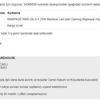 Media Markt Ödemesi Alınan Ürün Habersizce İade / İptal Edildi