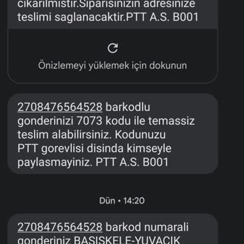 PttAVM PTT Kargo'nun Dağıtım Hizmeti Hakkında Şikayetim