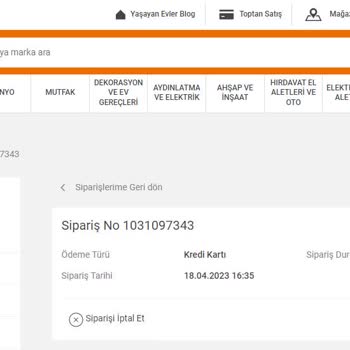 Koçtaş Siparişimin Uzun Süredir Hazırlanma Aşamasına Geçilmemesi