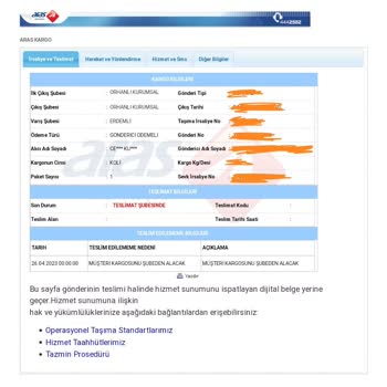 Aras Kargo Mersin Erdemli Şubesi