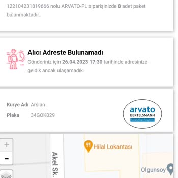 Arvato Lojistik Arvato Kargo Teslim Edilemedi
