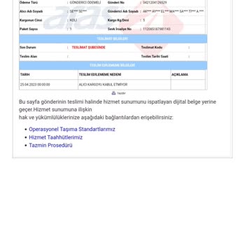 Aras Kargomu Getirmiyor.