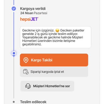 hepsiJET Hepsiburada Hepsijet Yarın Kapında Ürünümü 3 Gündür Getirmiyor