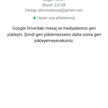 WhatsApp Yedeklenmiş Veriye Hata Veriyor Yükleyemiyor.
