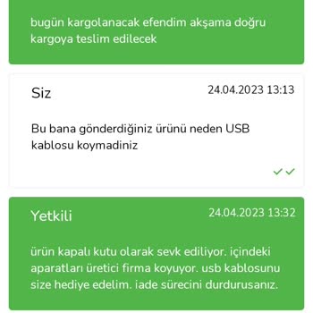 Çiçek Sepeti Satın Aldım İçinden USB Kablosu Çıkmadı
