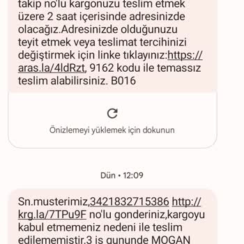 Aras Kargo Mogan Şubesi 3421832715386 Numaralı Kargomu Getirmiyor