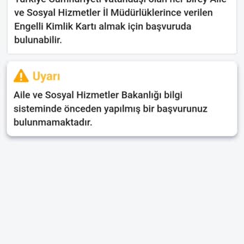 E-Devlet (Turkiye.gov.tr) Engelli Kimlik Kartı Başvurusu Yapamamak