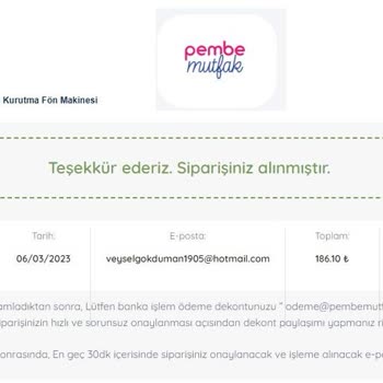 Pembe Mutfak Siparişi Göndermiyor