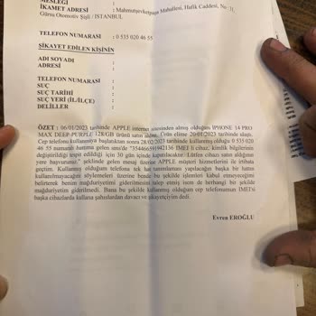 Apple Telefon IMEI Gitti Mağdurum