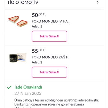 Tio Otomotiv Pazarama.com İade Ürünü