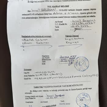 Sincan Kaymakamlığı Depremzede Yol Masrafı