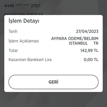 Aypara Ödeme Belbim Tarafından Paramın Çekilmesi
