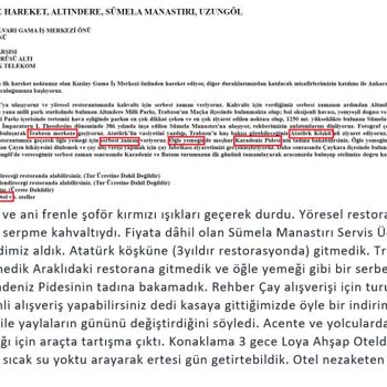 Binhan Turizm (Ankara Gezi Rehberiniz) İle Karadeniz Ve Batum Aksaklıkları