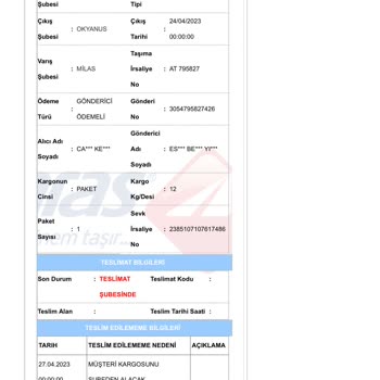 Aras Kargo Kargoyu Getirmiyor İade Ediyor!