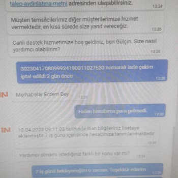 In Street Sipariş İptalimin Para İadesi