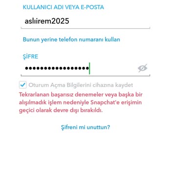 Snapchat Hesap Engeli Geçici