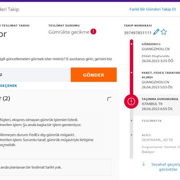 Fedex Gümrükte Gecikme Yazısı