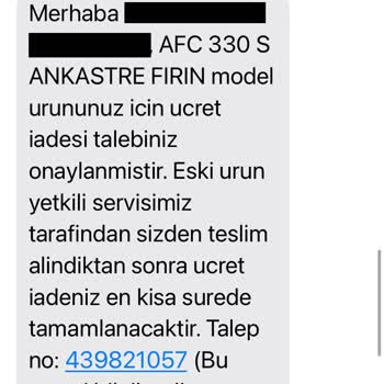 Arçelik Fırın İade Ücretini Yatırmıyor.
