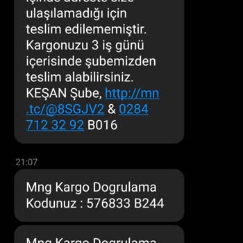 MNG Kargo Keşan Şubesi Adrese Gelmiyor Bile.