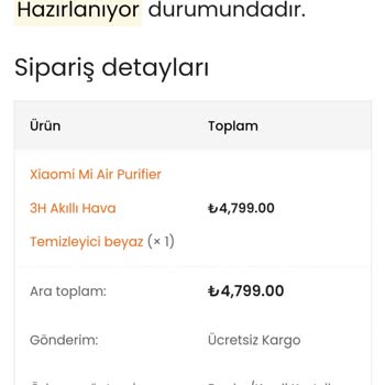 Ehesaplı Hava Temizleyici Siparişim