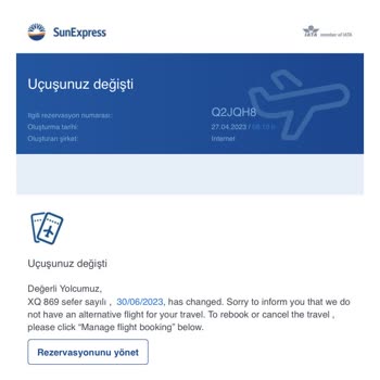 Sunexpress Hava Yolları Uçuş İptal Sorunu