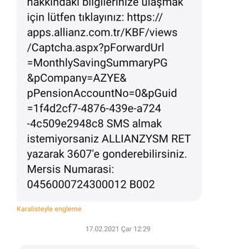 Allianz Sigorta Sigorta Şirketi Bireysel Emeklilik Özeti Göndermeye Devam Ediyor