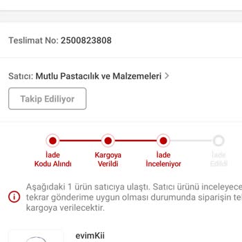 Mutlu Pastacılık ve Malzemeleri Trendyol Mağduriyeti Kayıp Ürün