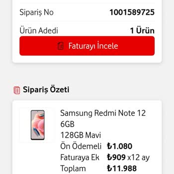 Vodafone Faturaya Ek Cihaz Kampanyası İade Ve İptal İşlemi