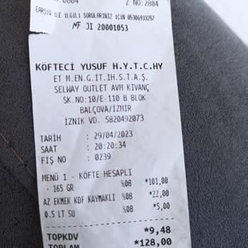 Köfteci Yusuf Menü Yanıltmacası