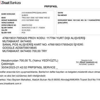 Ziraat Bankası İzinsiz Para Çekilmiş