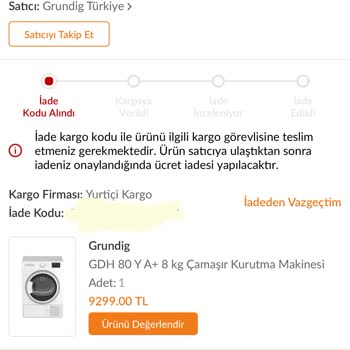 Grundig Hatalı Ürün Gönderiyor İadesini Yapmıyor