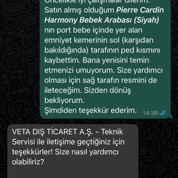 Pierre Cardin Çocuk / Veta Dış Ticaret A. Ş. Satış Sonrası İlgisizlik