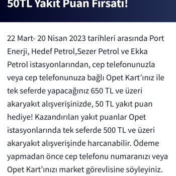 Opet Yakıt Puanımı Yüklemedi