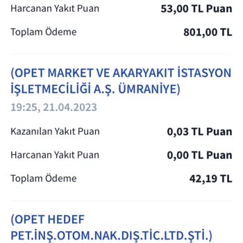 Opet Yakıt Puanımı Yüklemedi